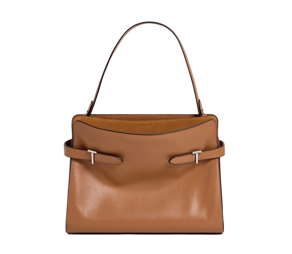 Le Tanneur Emie Large Shoulderbag in Smooth Leather and Nubuck in Brown Tan