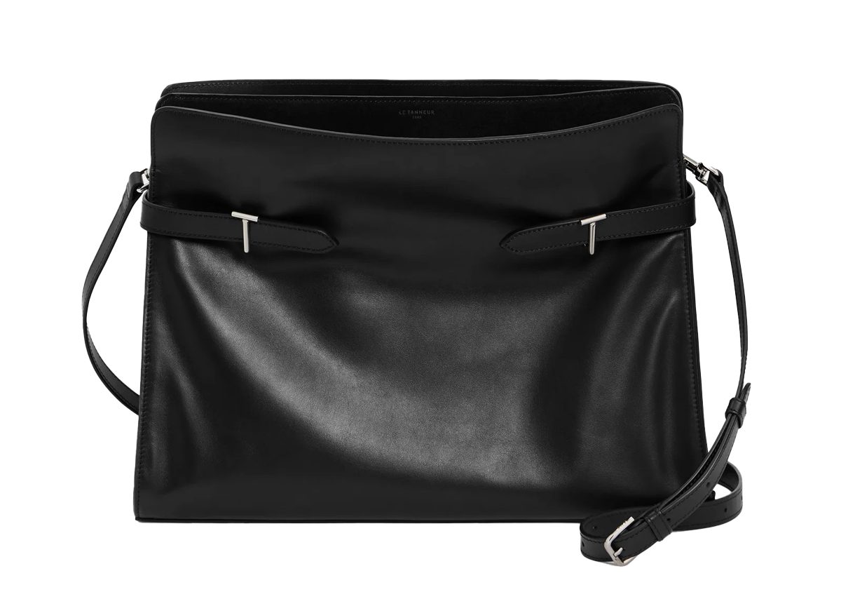 Le Tanneur Emie Maxi Shoulderbag in Smooth Leather and Nubuck in Black