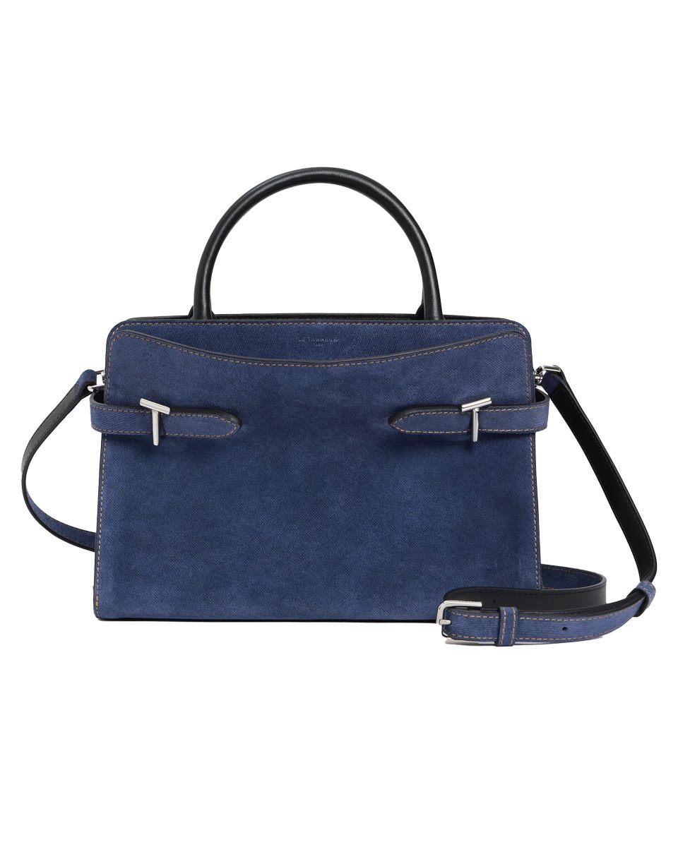 Le Tanneur Emie medium handbag in denim effect suede leather Le Tanneur Emie medium handbag in denim effect suede leather
