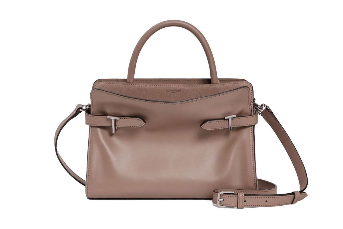 Le Tanneur Emie Medium Handbag in Smooth Leather and Nubuck in Parma Gray