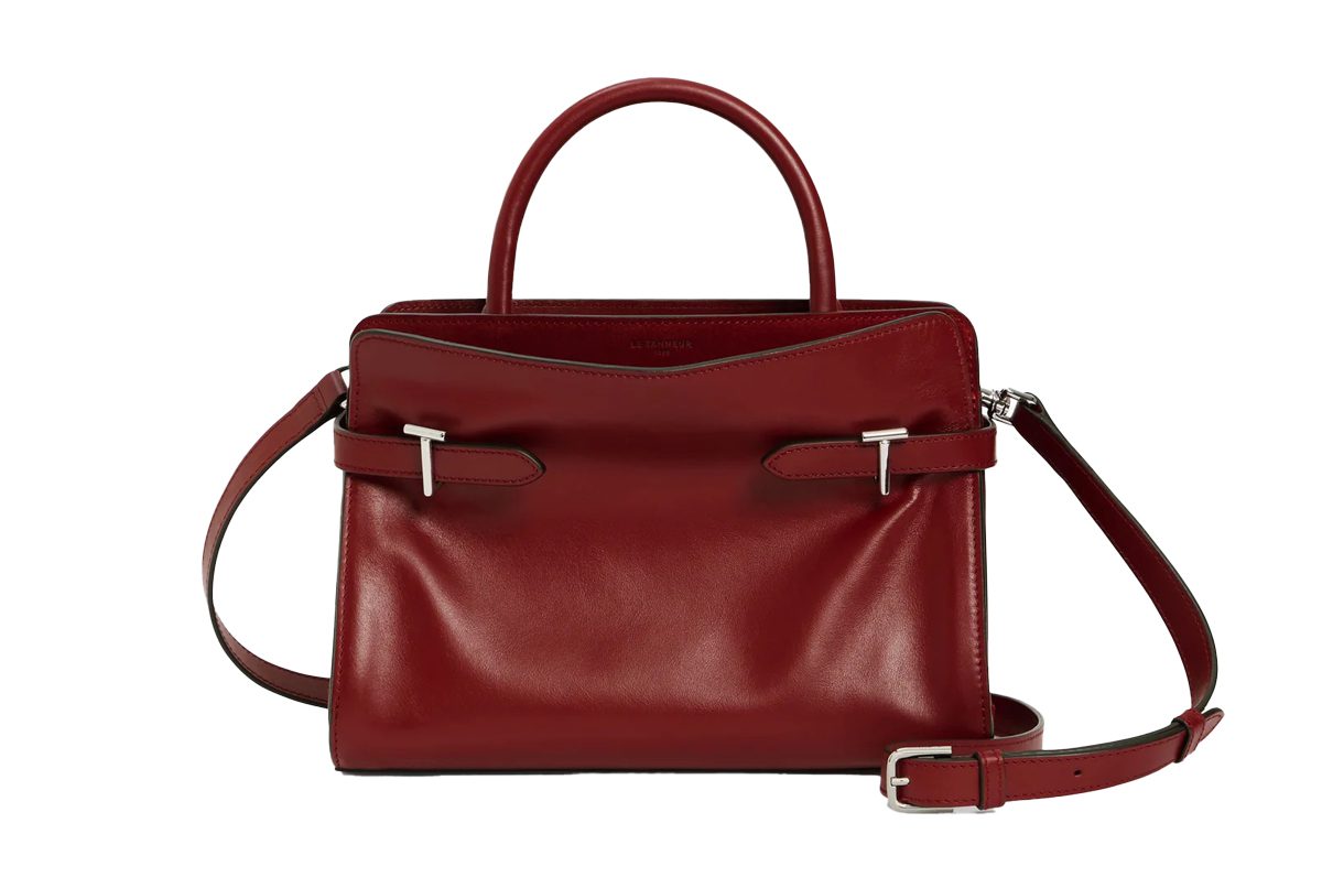 Le Tanneur Emie Medium Handbag in Smooth Leather and Nubuck in Revolution Red