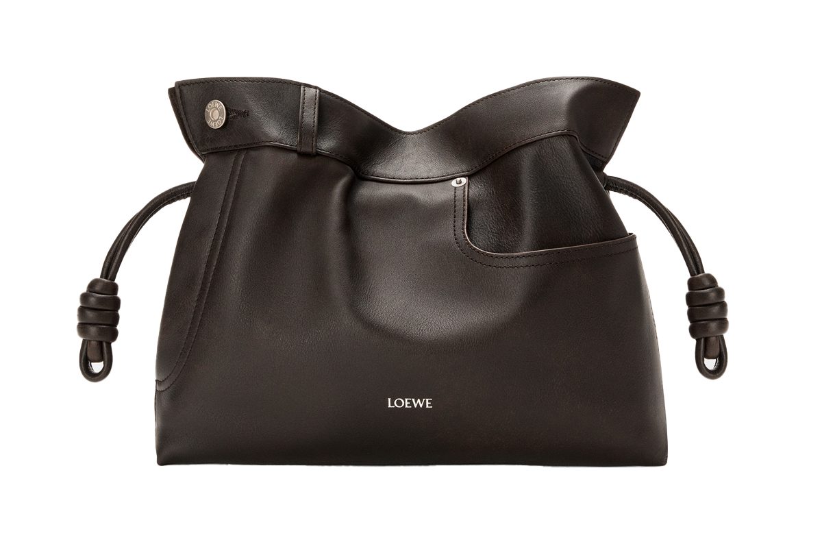 Loewe Panta medium Flamenco clutch in shiny calfskin