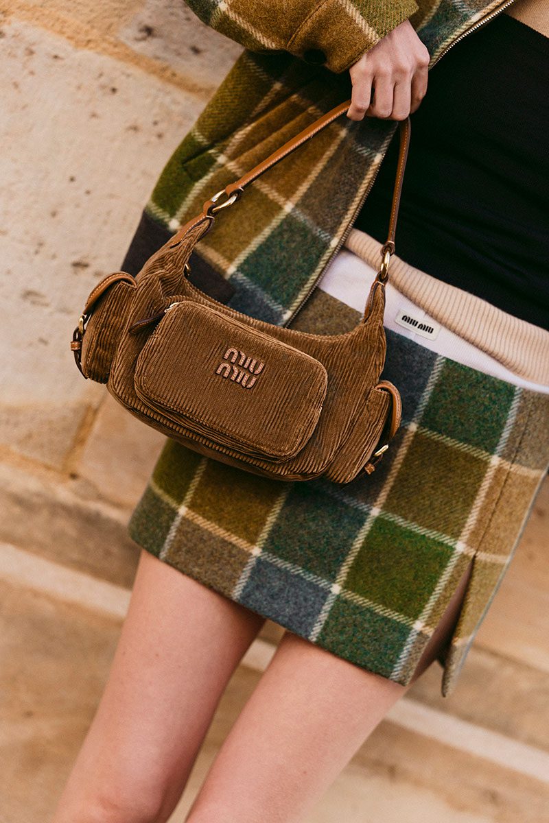 Miu Miu Corduroy Pocket Bag in Cinnamon