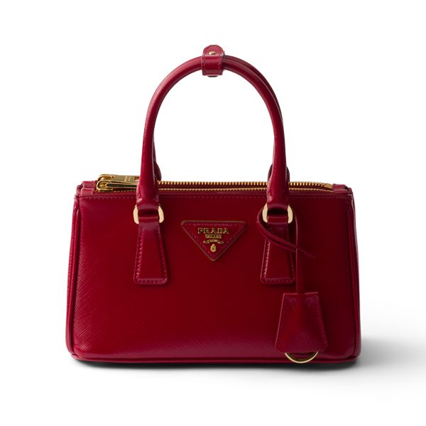 Playful Tricks Add a Whimsical Touch to the Iconic Prada Galleria This Season 5 Prada Galleria patent Saffiano leather mini bag cherry red