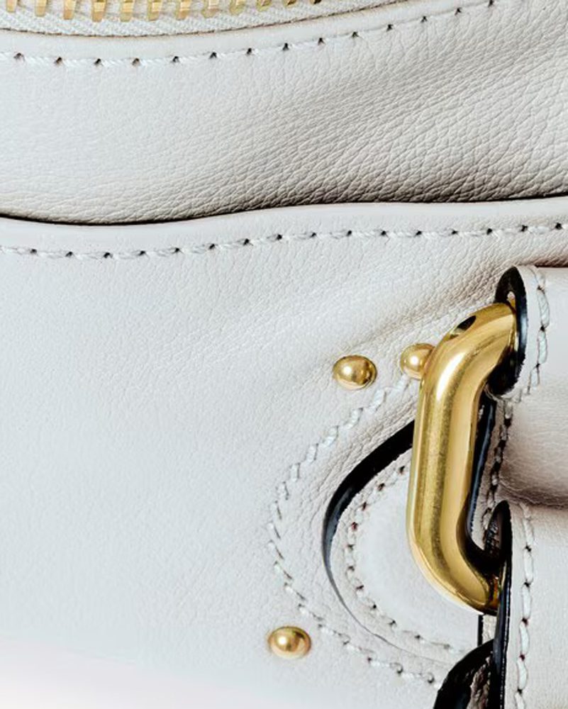 Small Paddington bag in grained leather in aqua grey