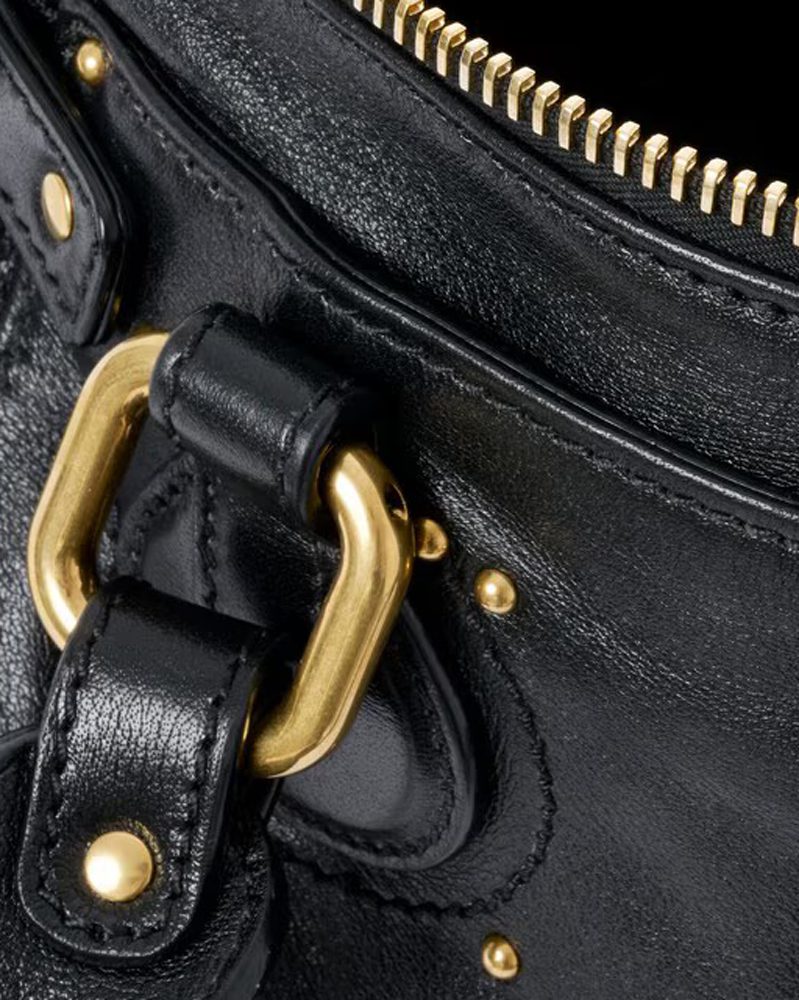 Small Paddington bag in grained leather in black