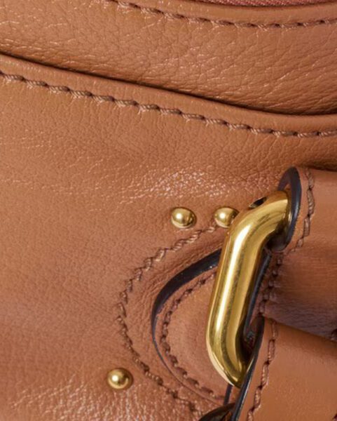 Small Paddington bag in grained leather in mustang brown