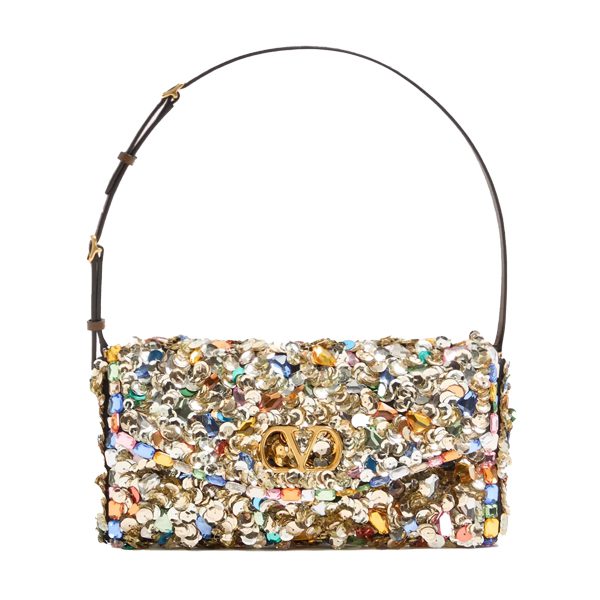 Valentino Garavani DeVain Embroidered Small Shoulder Bag Sequin