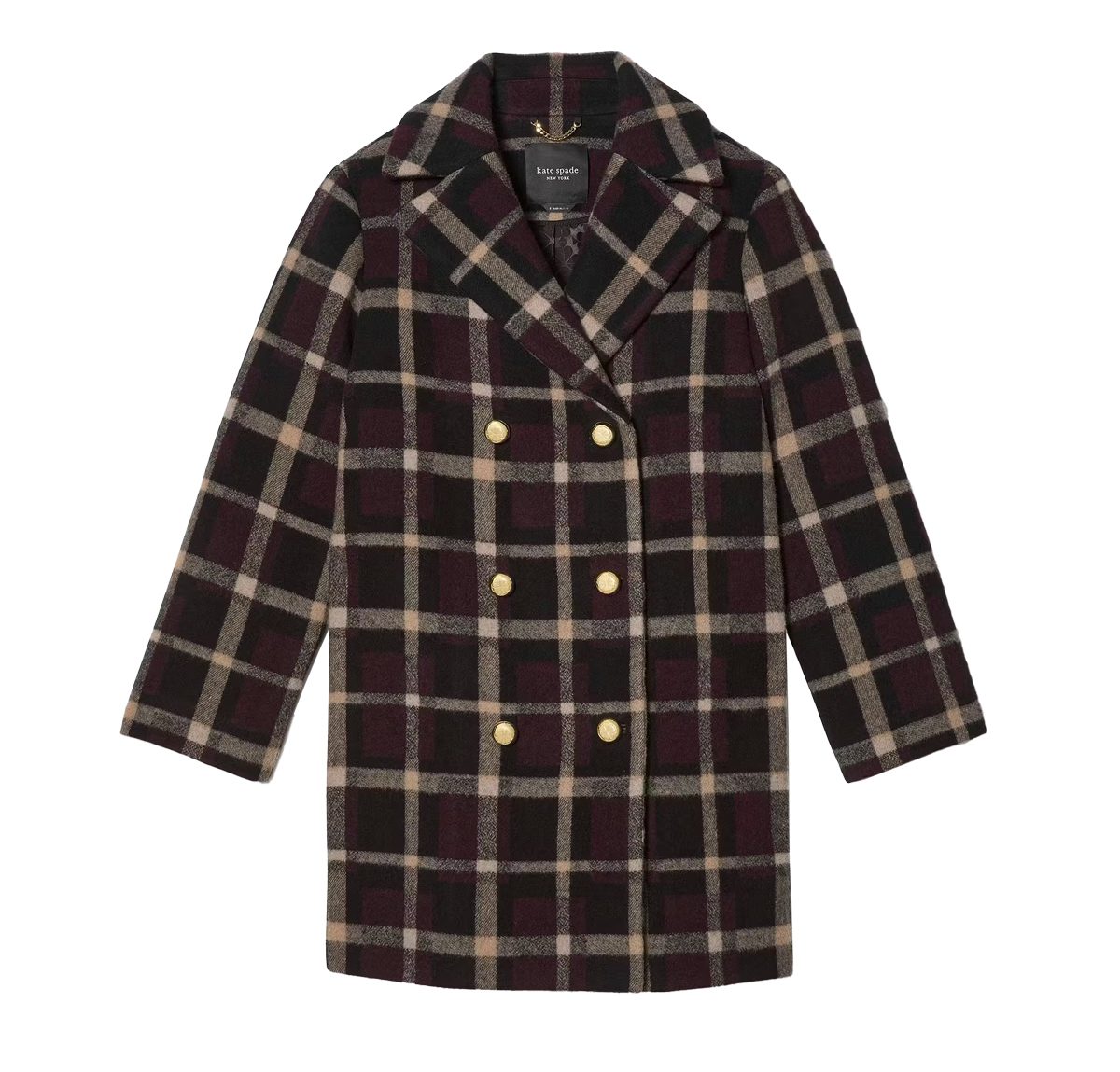 kate spade Plaid Double Breasted Coat