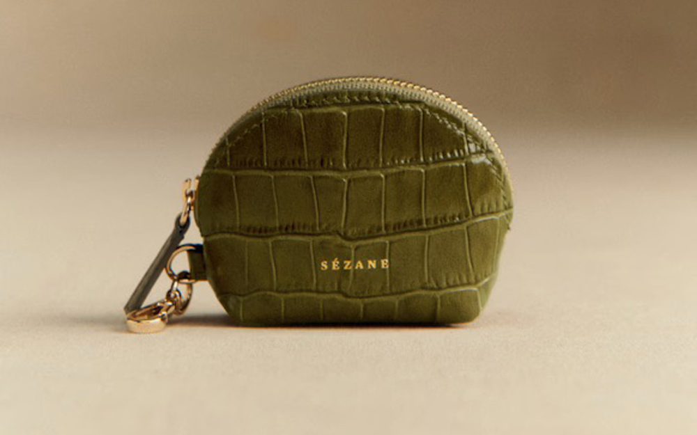 sezane Sacha Coin Purse Pistachio Croco