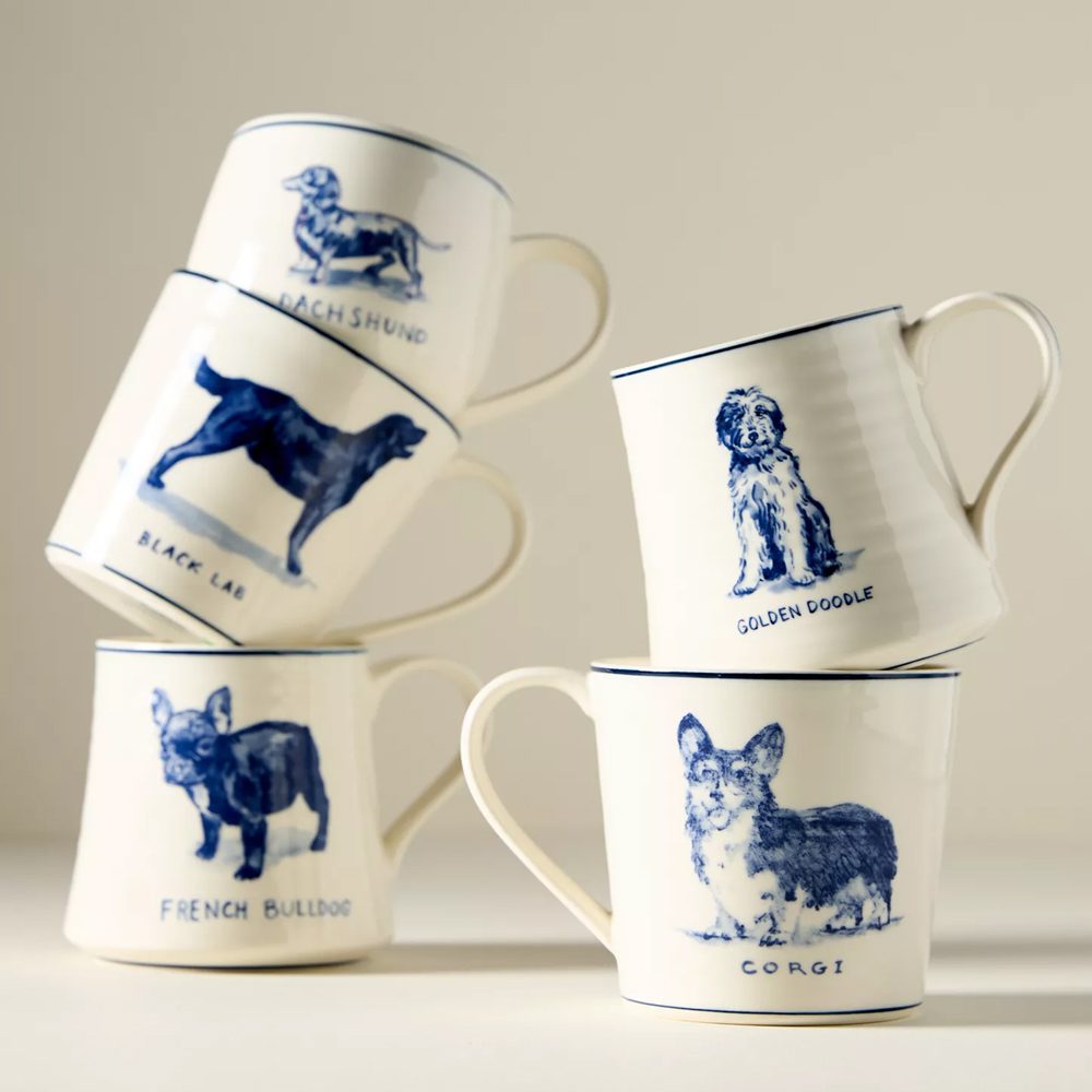 Anthropologie Molly Hatch Dog Mugs
