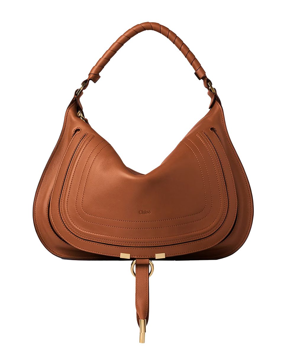 Chloe Marcie shoulder bag in soft leather in clay brown