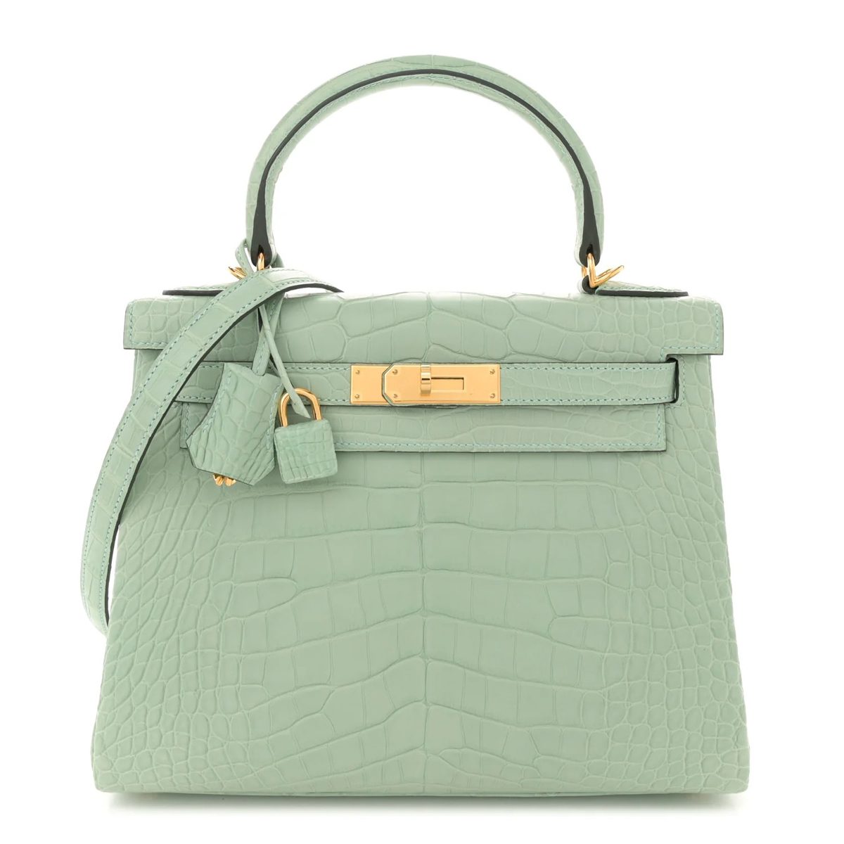 Hermes Matte Alligator Kelly Retourne 28 Vert D eau