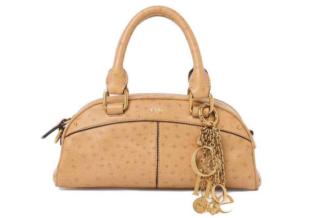 Chloe Ostrich Bowling Bag