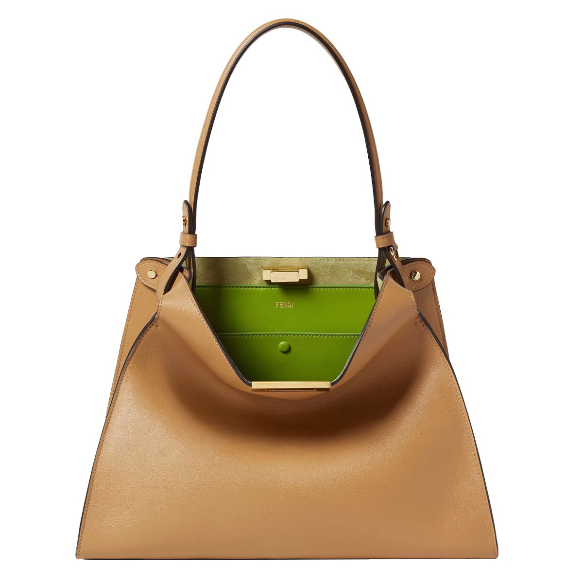 Fendi Way Medium Cappuccino leather and forest green suede bag
