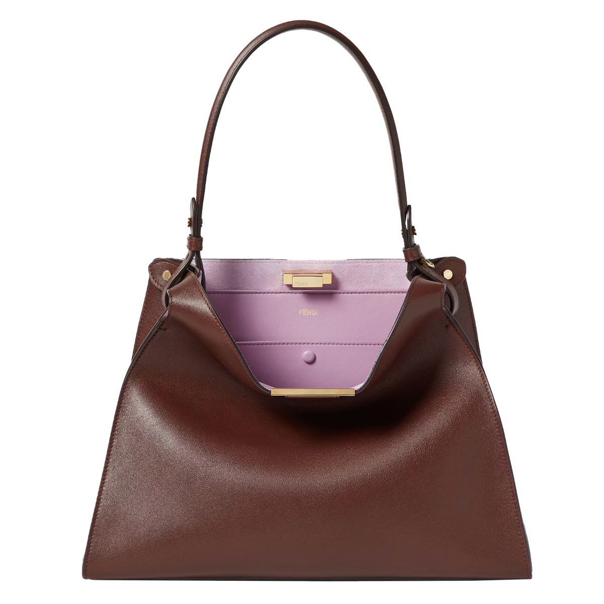 Fendi Way Medium Dark brown leather and violet suede bag