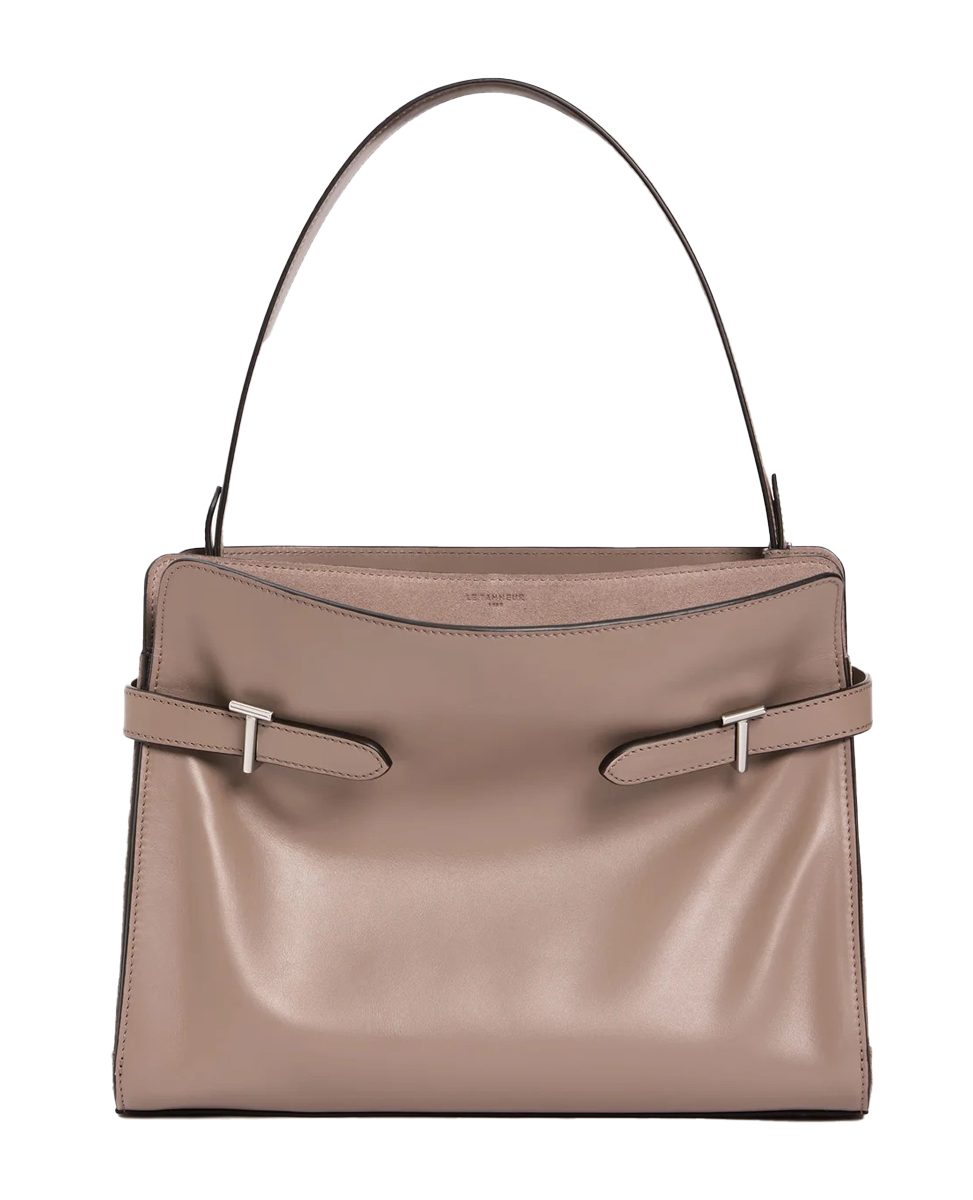 Le Tanneur Emie large shoulderbag in smooth leather and nubuck in Parma Gray