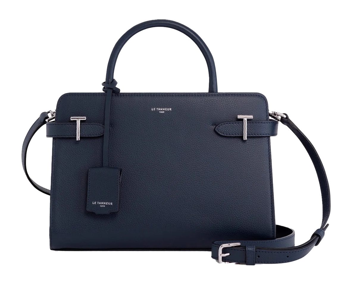 Le Tanneur Emilie medium sized handbag in grained leather in Twiight Blue