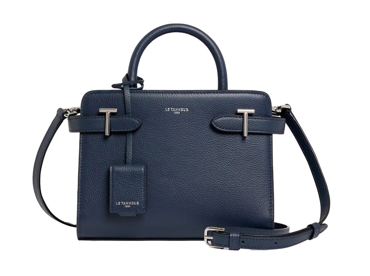 Le Tanneur Emilie small handbag in grained leather in Twilight Blue