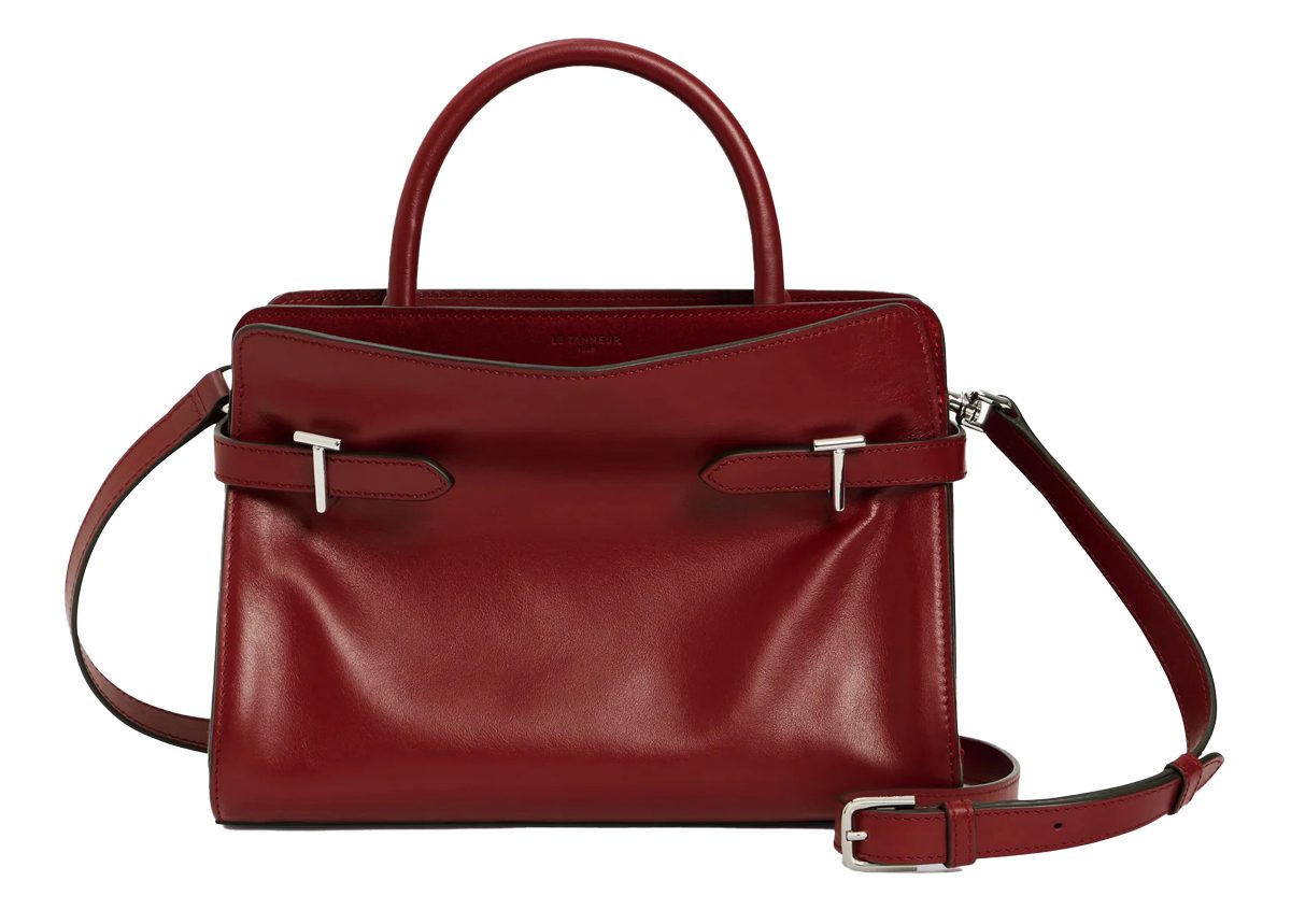 Le Tanneur Emie medium handbag in smooth leather and nubuck in Revolution Red