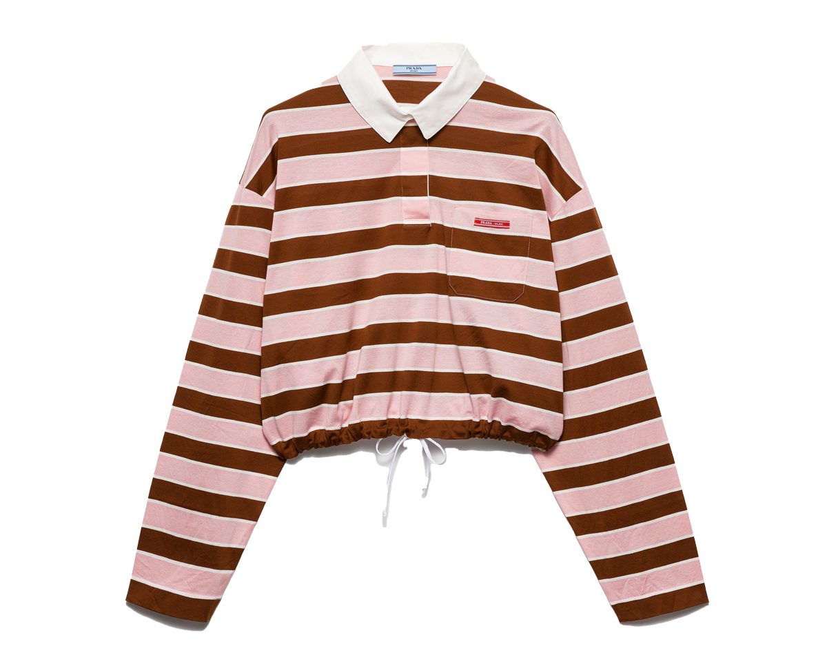 Prada Long sleeved bayadere print lisle cotton T shirt