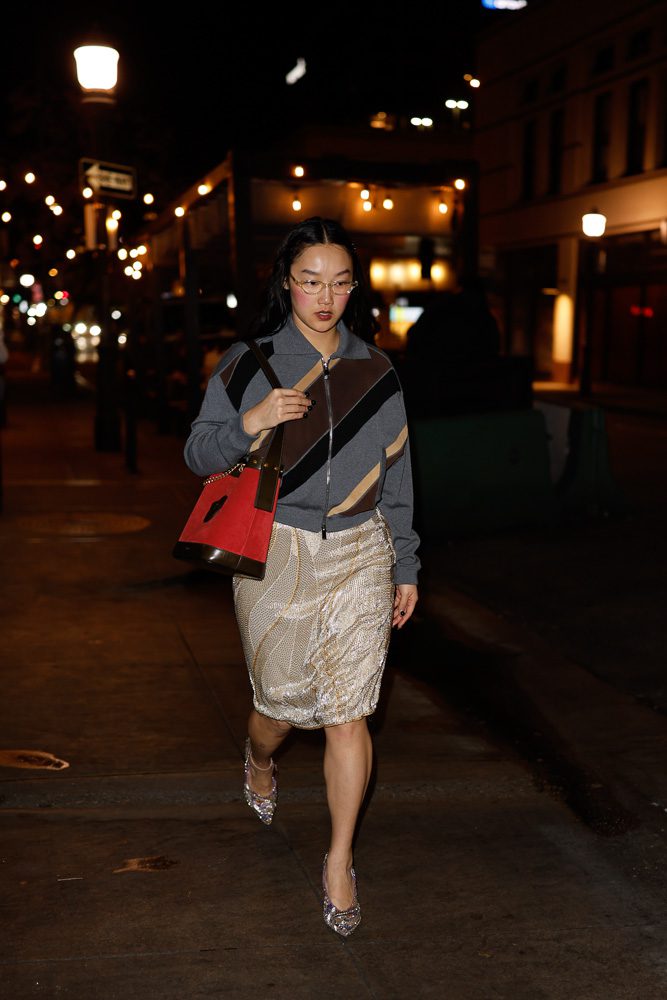 Audrey Nuna wears Versace