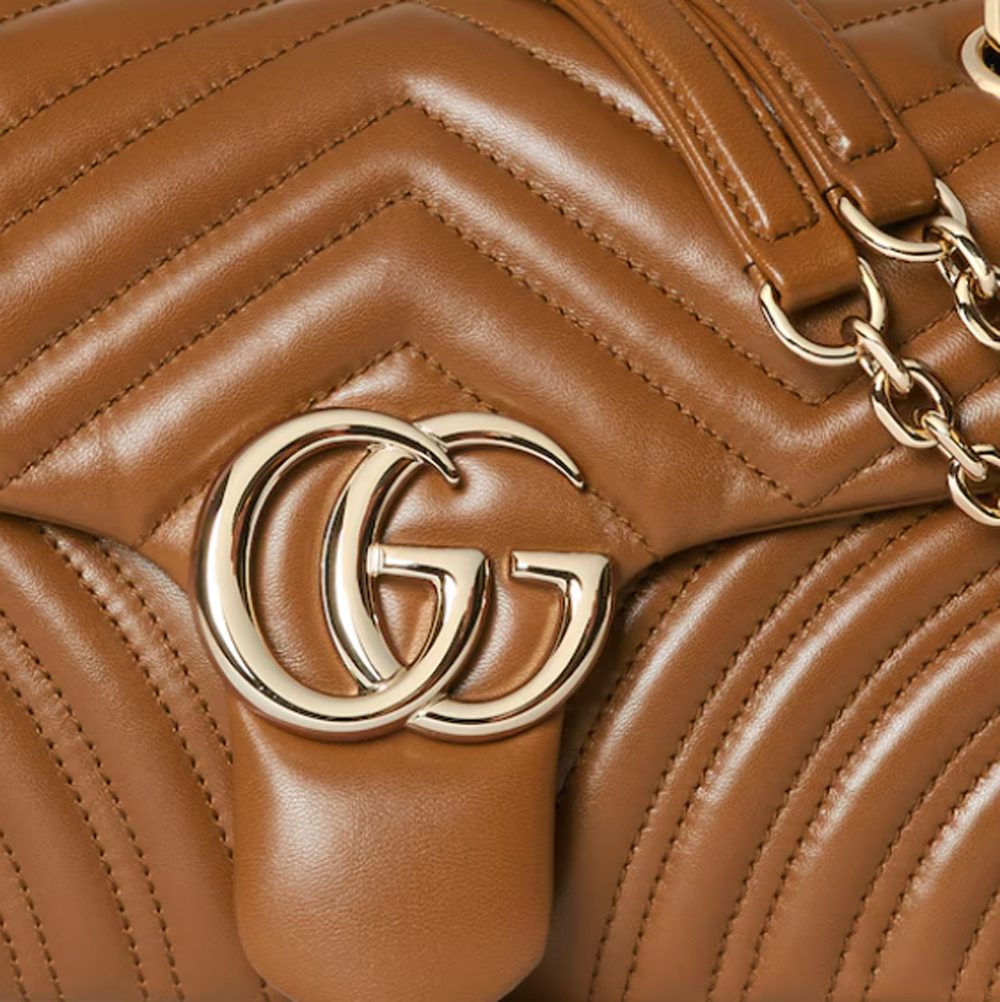 GG Marmont medium shoulder bag in brown leather GG Marmont medium shoulder bag in brown leather