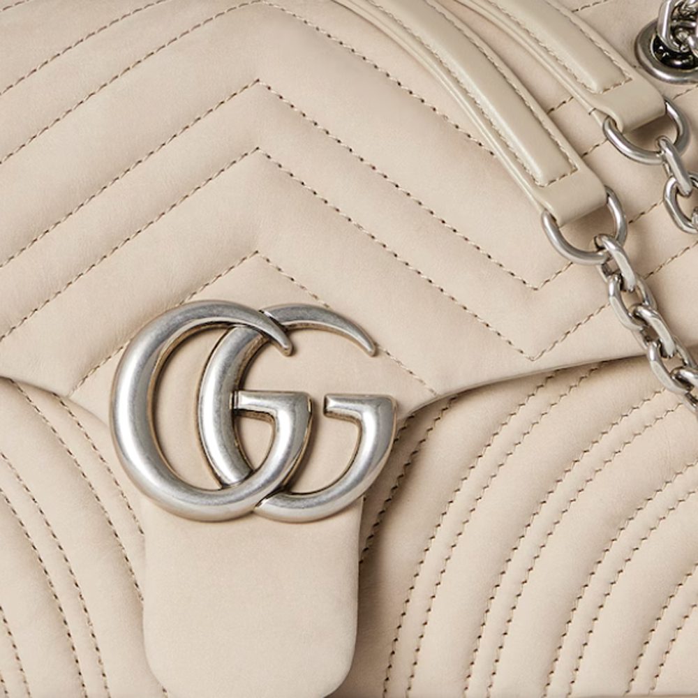 GG Marmont medium shoulder bag in oatmeal leather GG Marmont medium shoulder bag in oatmeal leather