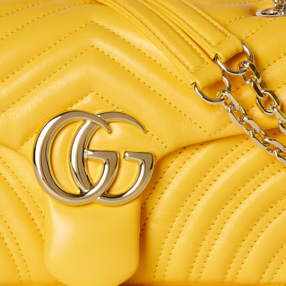 GG Marmont medium shoulder bag in yellow leather GG Marmont medium shoulder bag in yellow leather