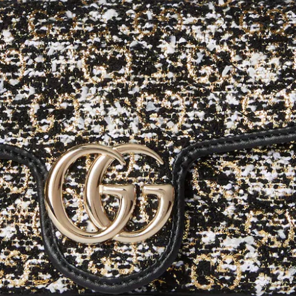 GG Marmont mini shoulder bag in black GG tweed GG Marmont mini shoulder bag in black GG tweed