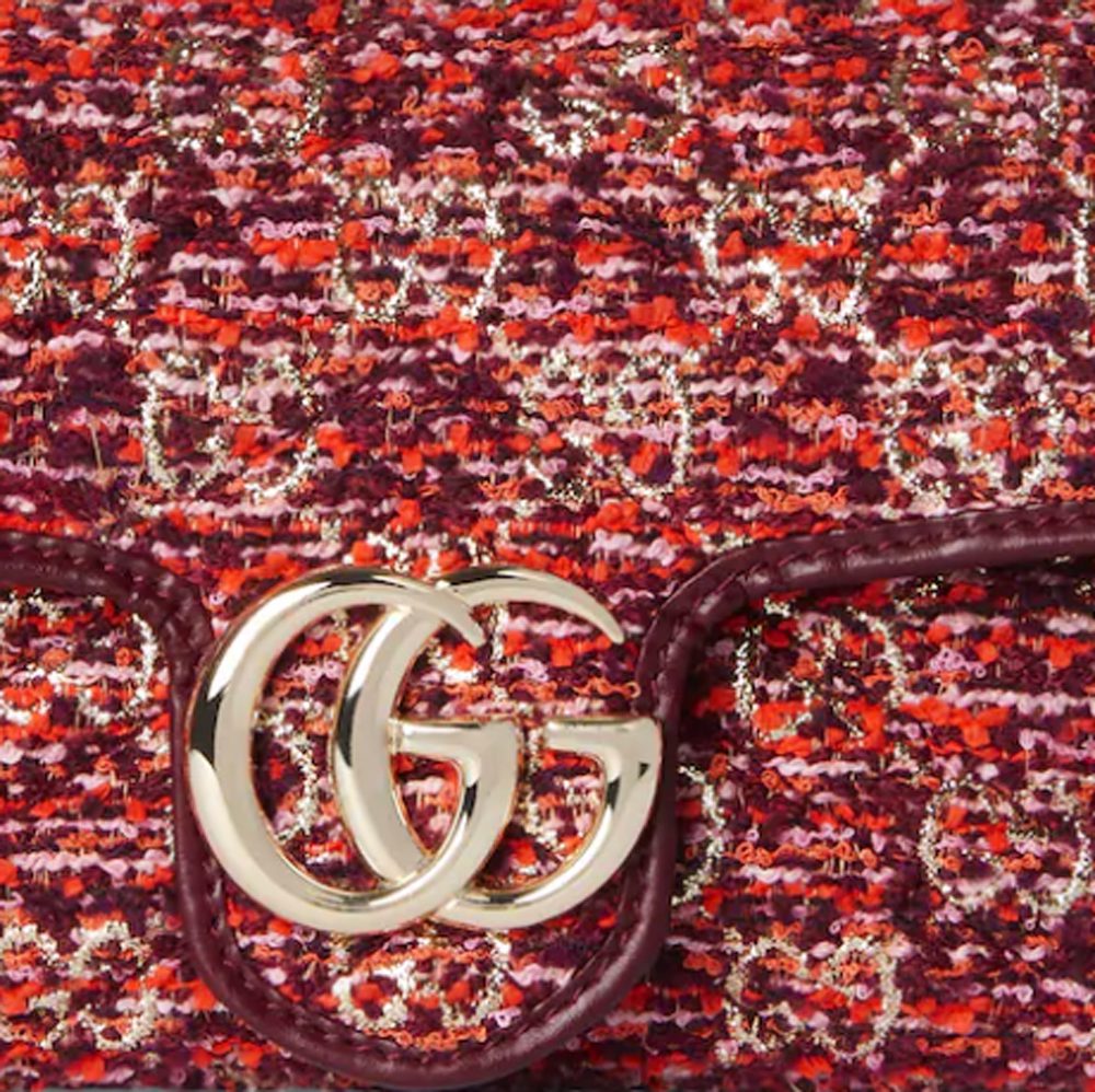 GG Marmont mini shoulder bag in red GG tweed GG Marmont mini shoulder bag in red GG tweed
