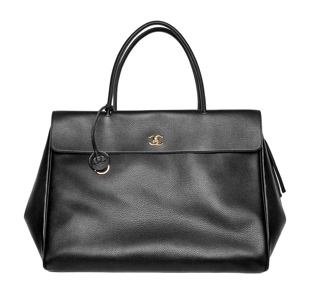 Chanel Large Shopping Bag Grained Calfskin & Gold Tone Metal Black