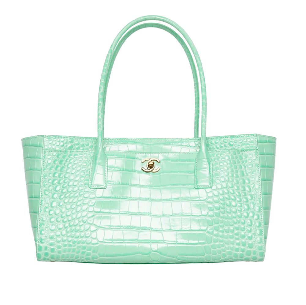 Chanel Small Shopping Bag Crocodile Embossed Calfskin & Gold Tone Metal Green