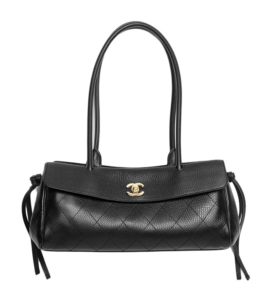 Chanel Small Shopping Bag Grained Calfskin & Gold Tone Metal Black