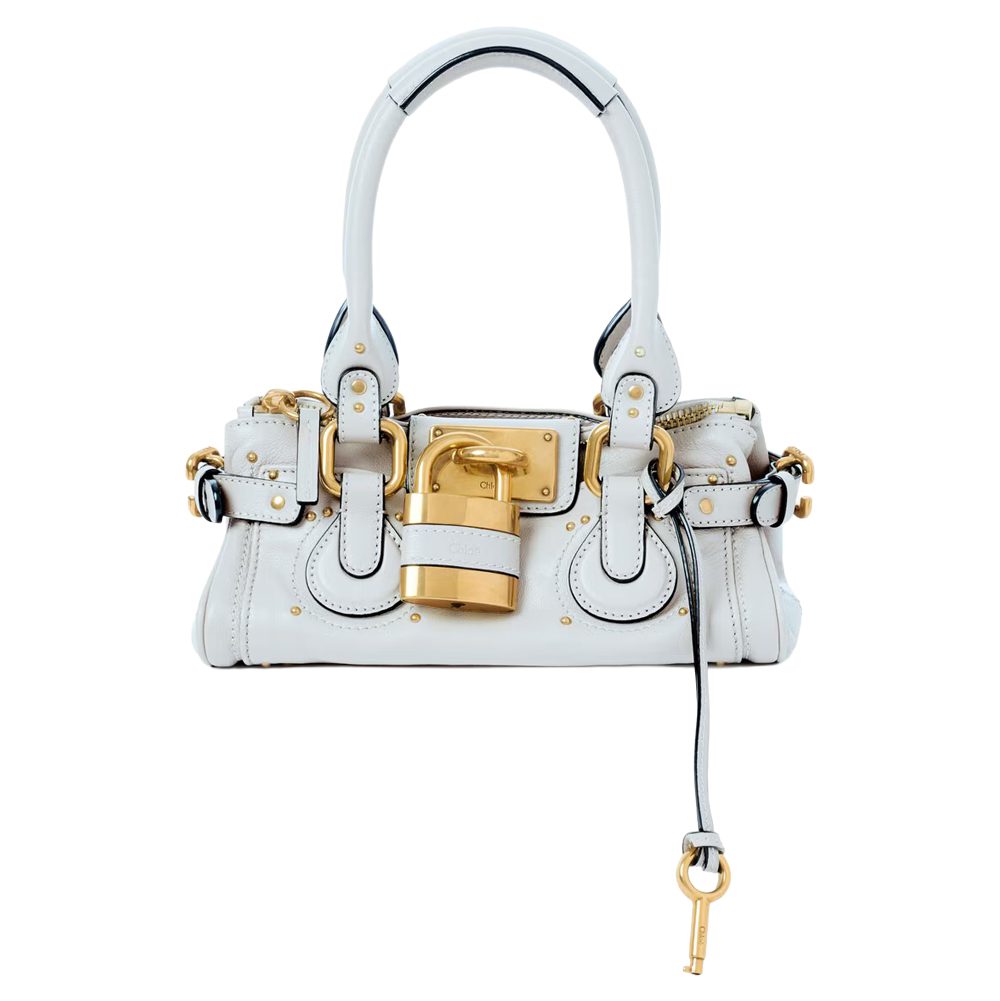 Chloe Small Paddington bag in grained leather in aqua grey