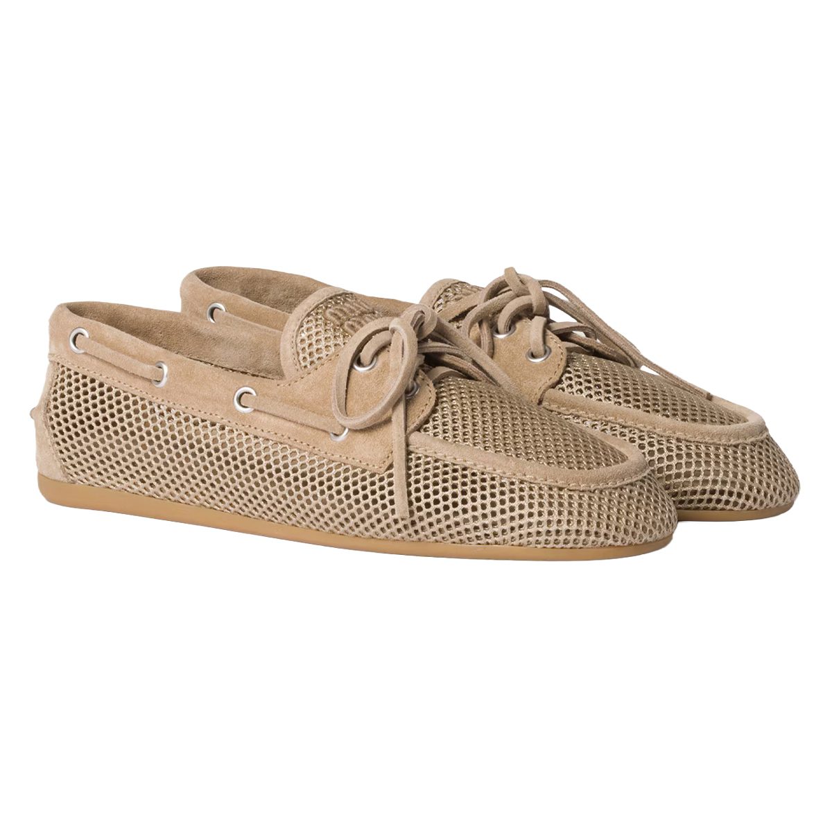 Miu Miu Mesh and suede boat shoes