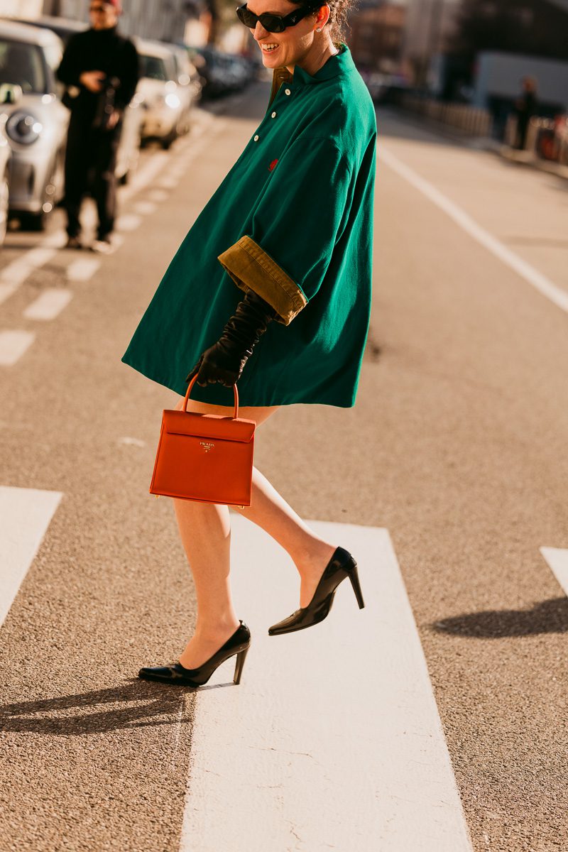 Orange Prada Top Handle Bag