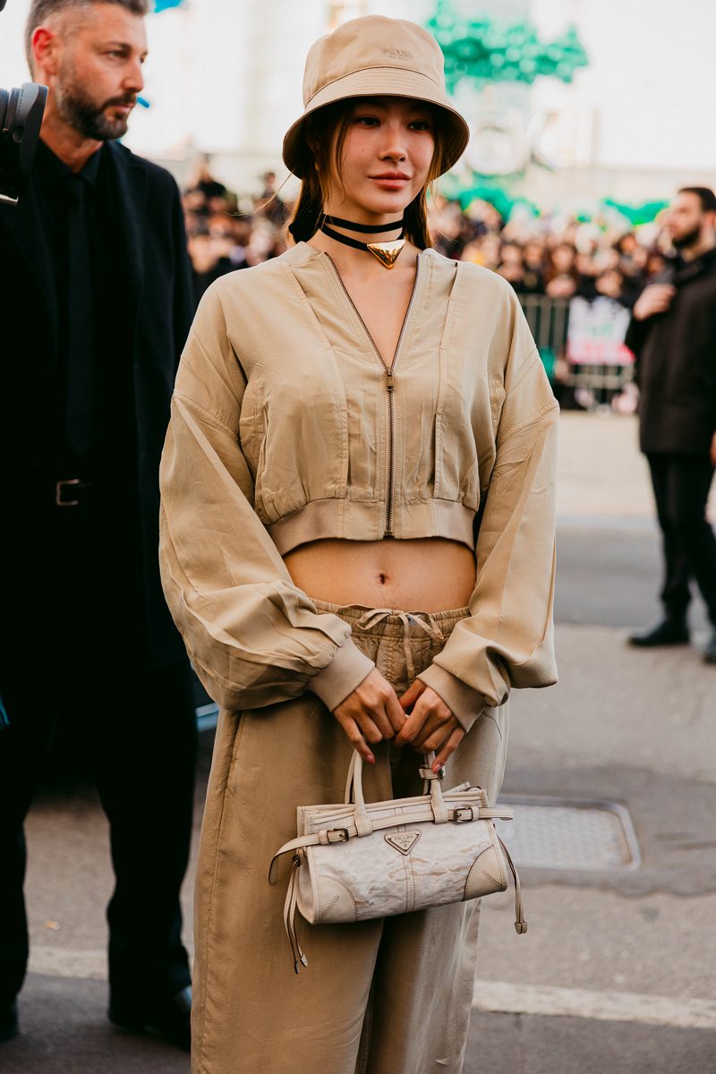 Prada Bonnie leather mini handbag travertine