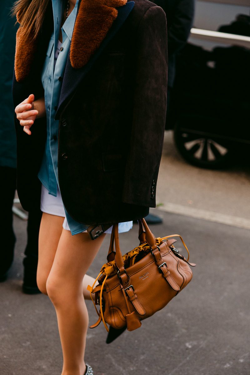 Prada Buckle Leather Tote Bag