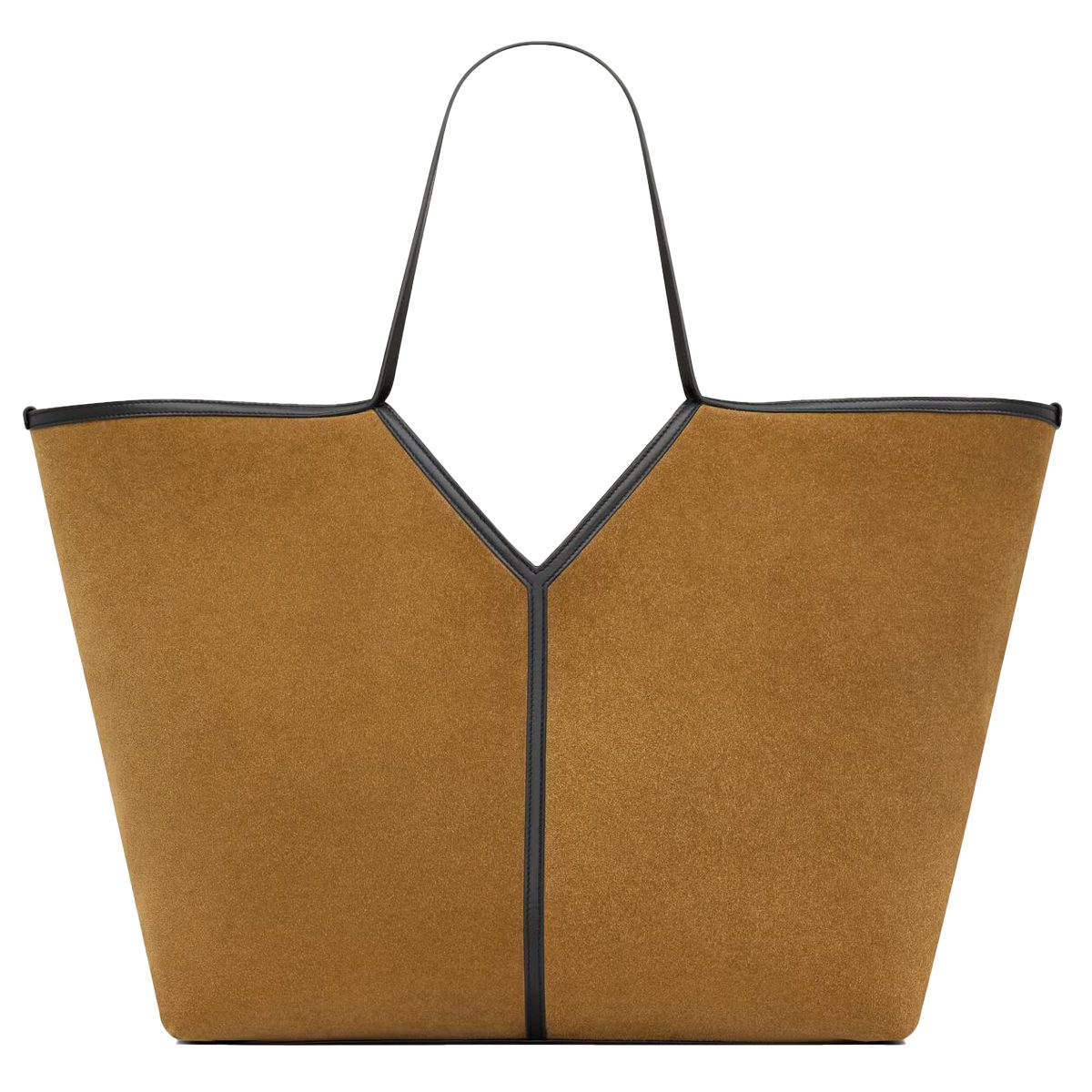 Saint Laurent Y slim tote in velour leather in rustic camel
