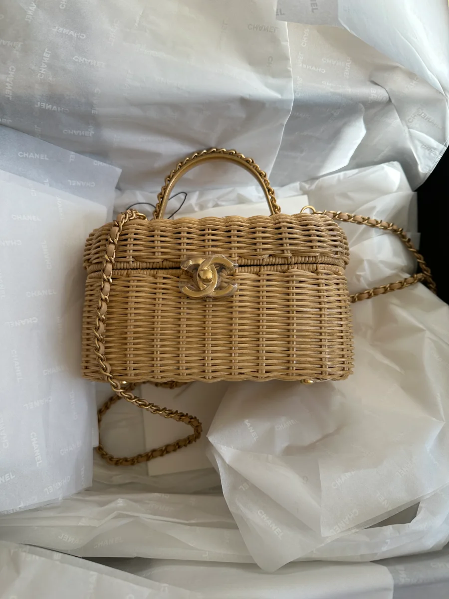 chanel top handle wicker
