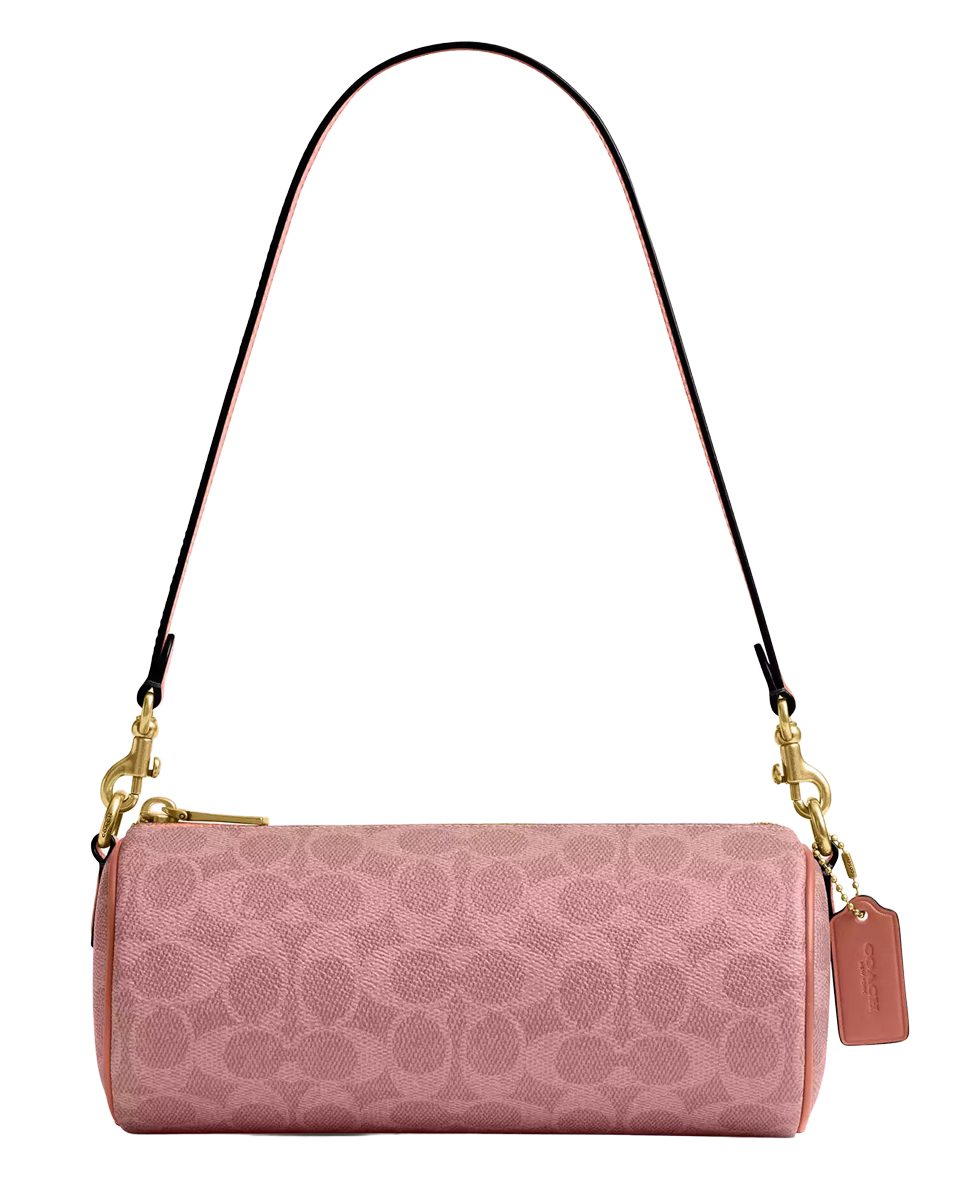 Coach Barrel Bag in Signature Canvas in Melon Pink