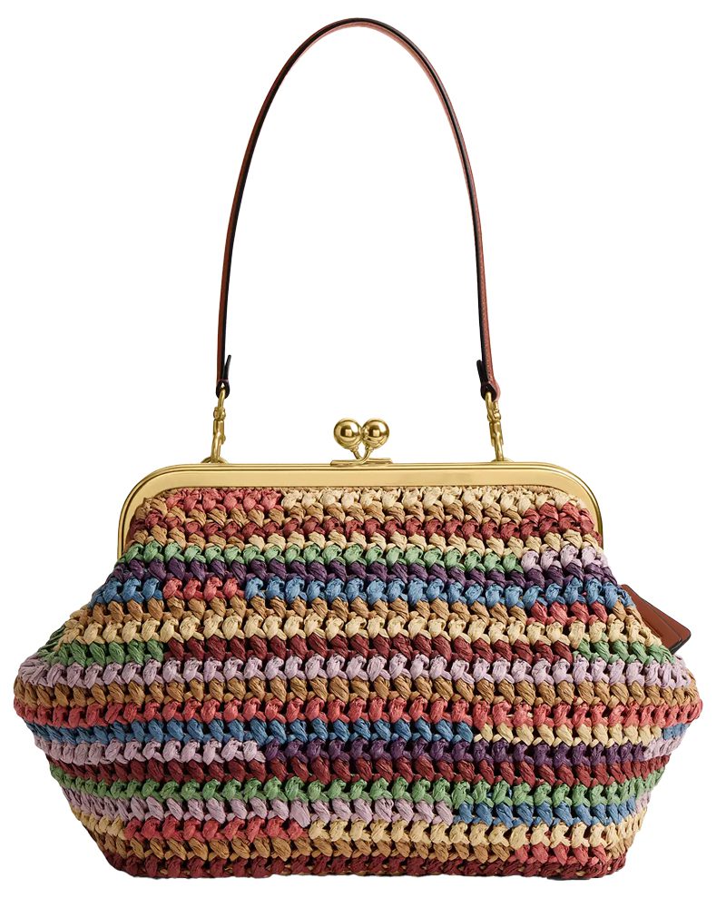 Coach Kisslock Multicolor Raffia Bag