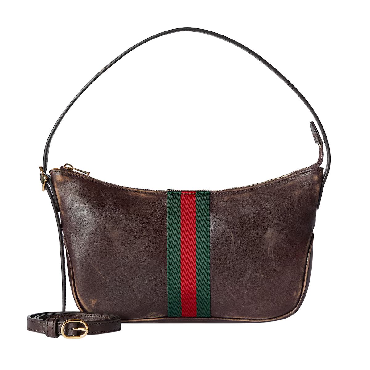 Gucci Lunetta small crossbody bag in brown hand treated leather
