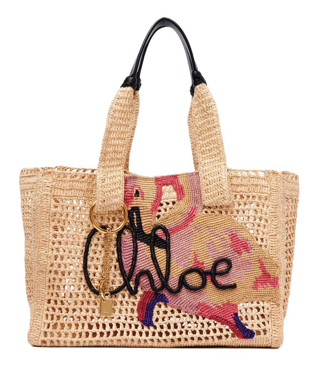Chloe Summer Banana east west tote bag in raffia