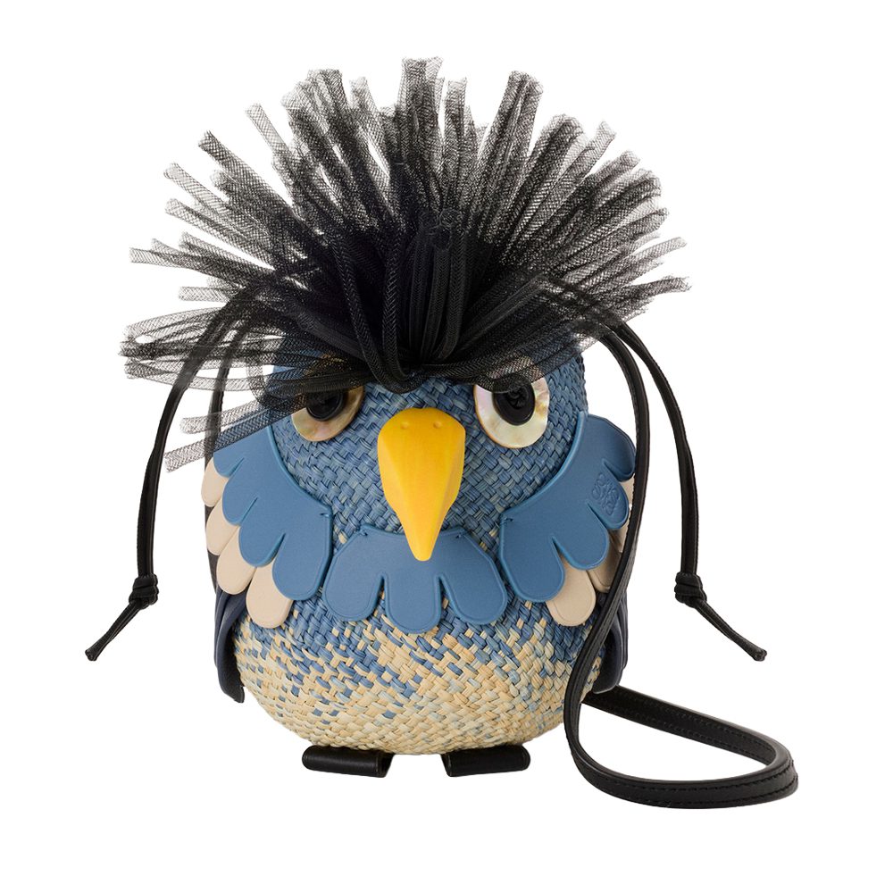 Loewe Bird bag in iraca palm and calfskin
