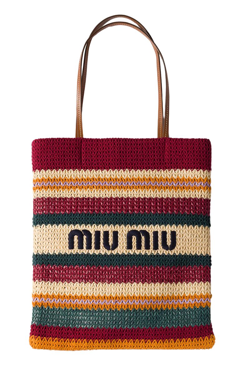 Miu Miu Raffia effect woven tote bag