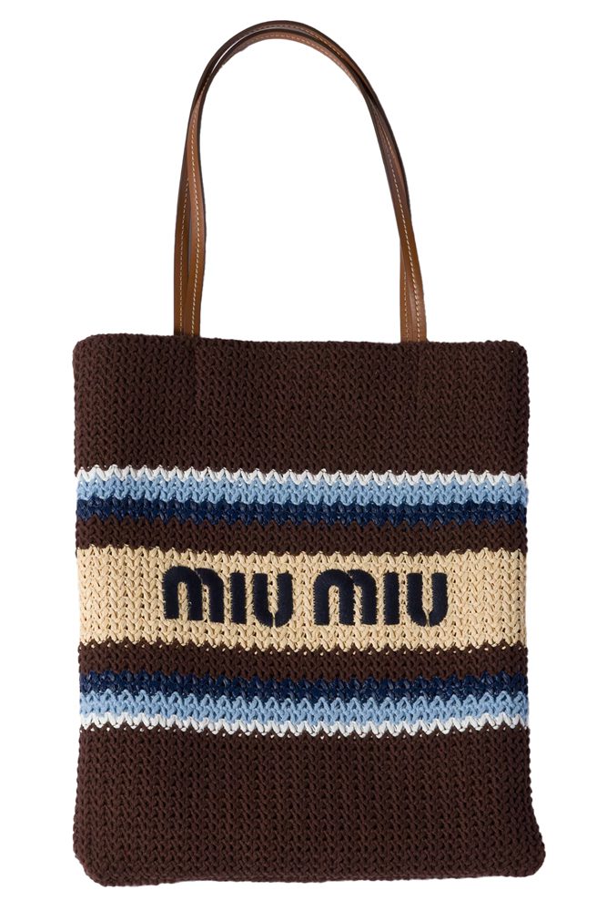 Miu Miu Striped Crochet Tote