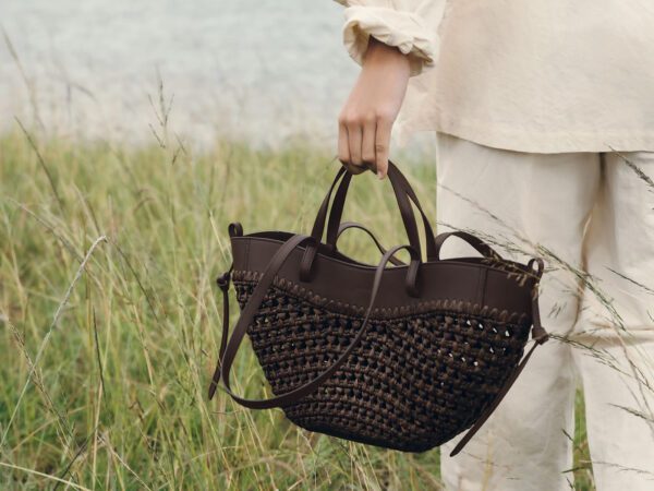 Polene Raffia Cyme Mini Brown