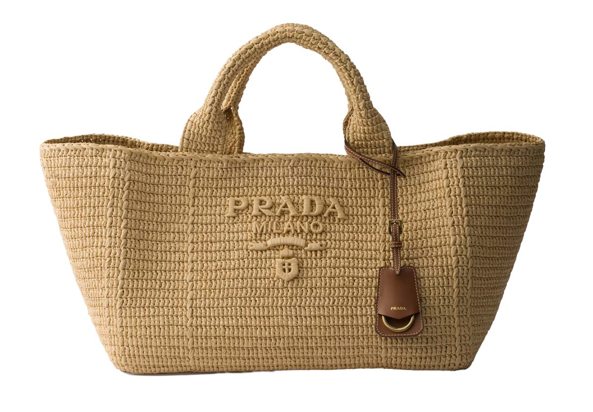 Prada Large crochet tote bag with leather details